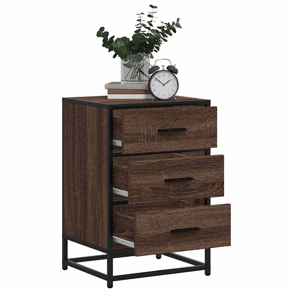 Mesa de cabeceira carvalho castanho 40x34,5x60 cm madeira metal