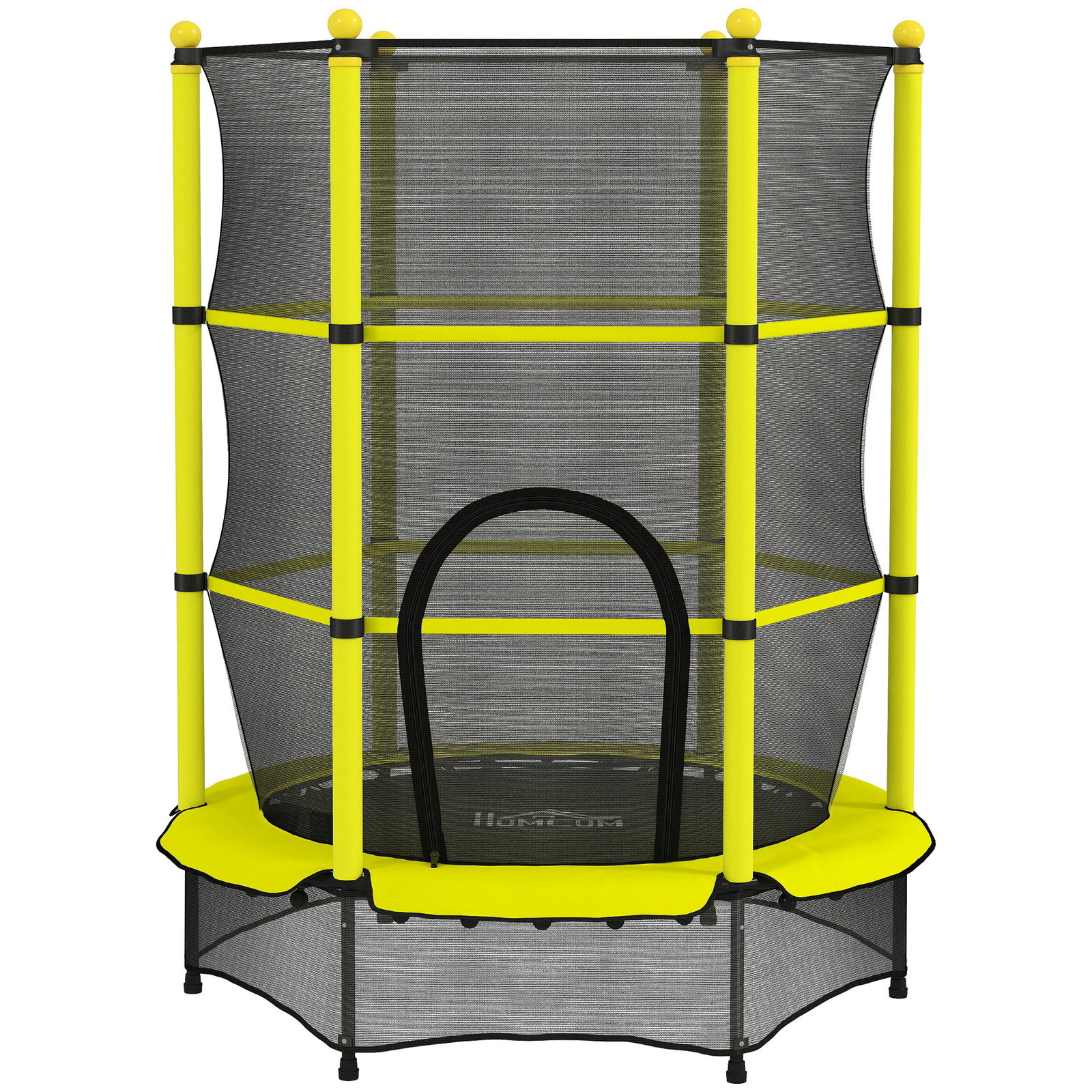 Cama elástica infantil ø140 cm para crianças dos 3-10 anos com rede de segurança, suporta até 50 kg, para interior e exterior, amarelo