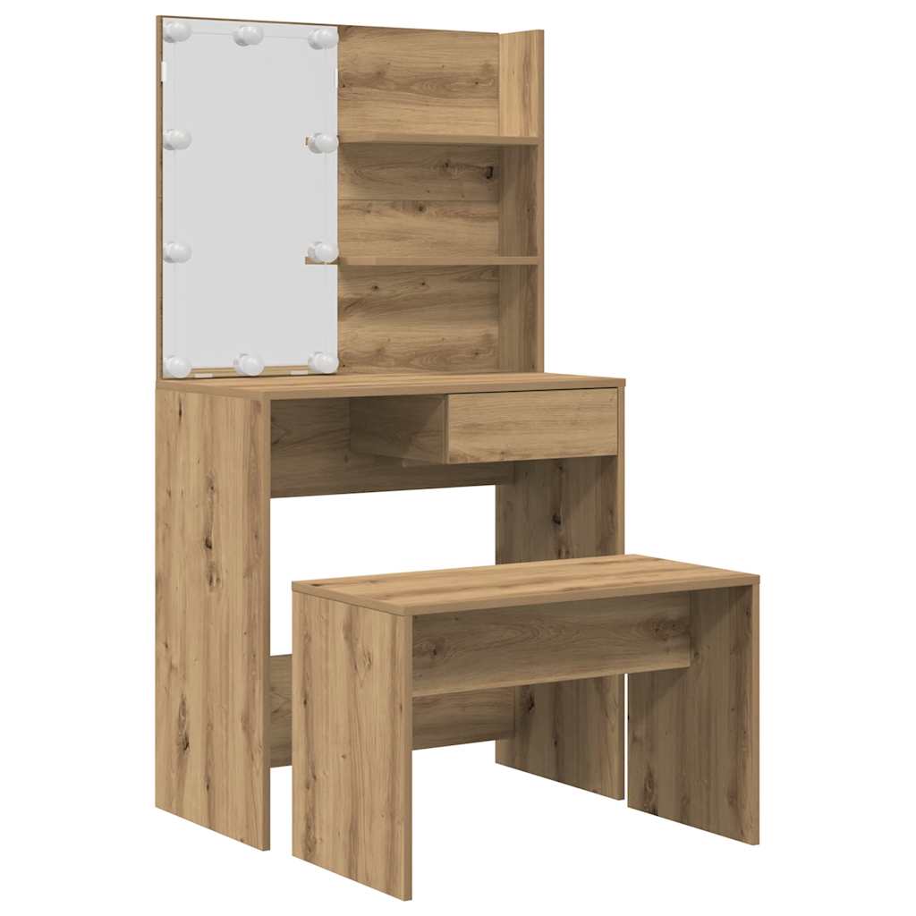 Conjunto penteadeiracom LED deriv. madeira carvalho artisiano