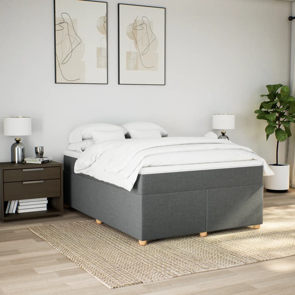 Cama com molas/colchão 160x200 cm tecido cinzento-escuro