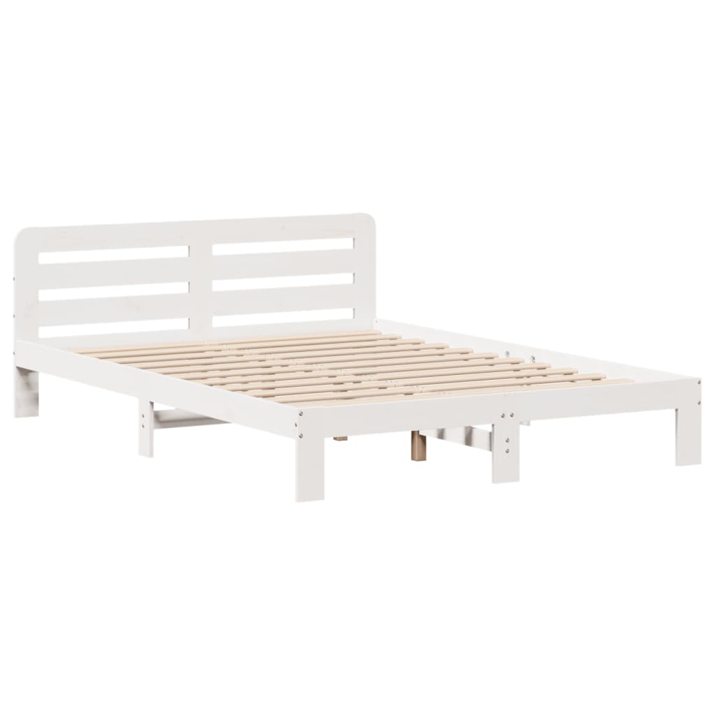 Cama sem colchão 140x200 cm madeira de pinho maciça branco