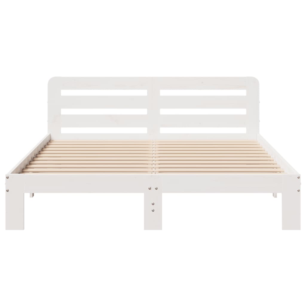 Cama sem colchão 140x200 cm madeira de pinho maciça branco