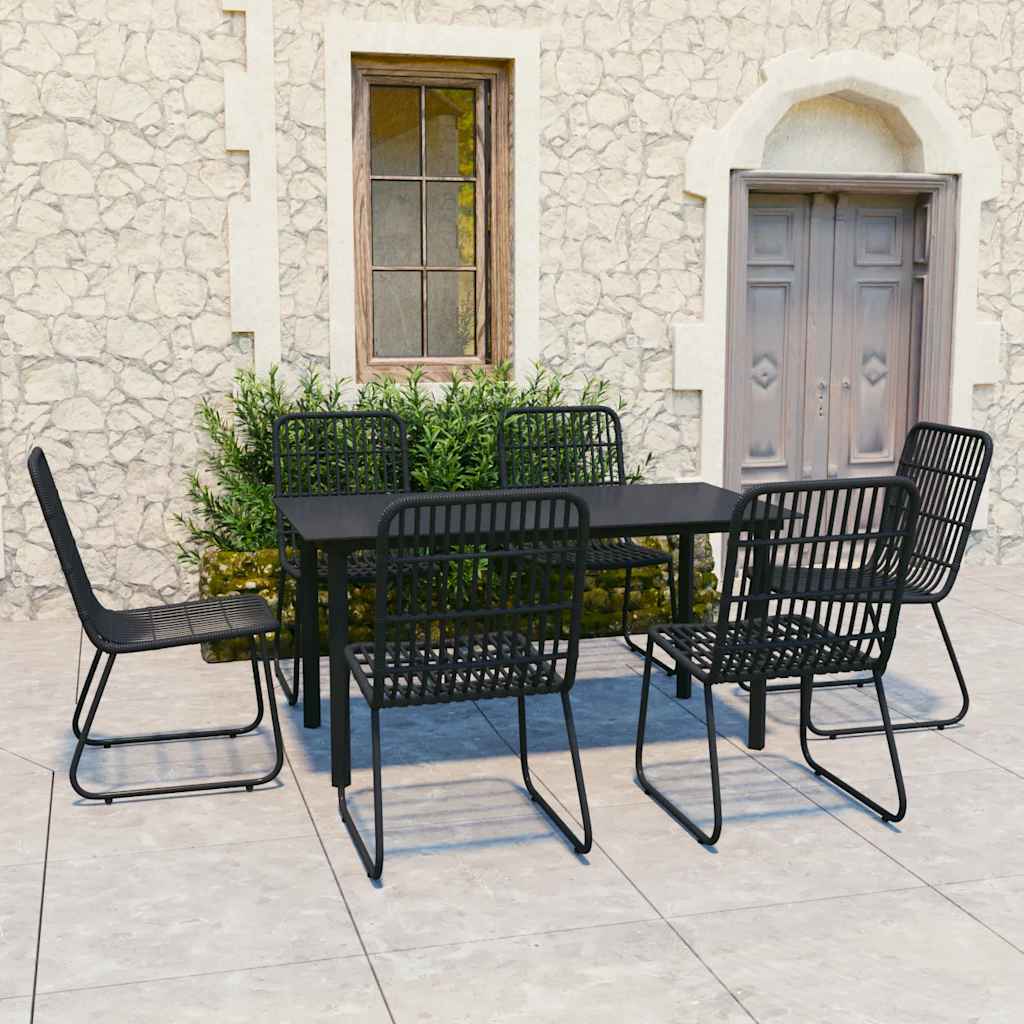 7 Pcs conjunto de jantar para exterior vime PE e vidro