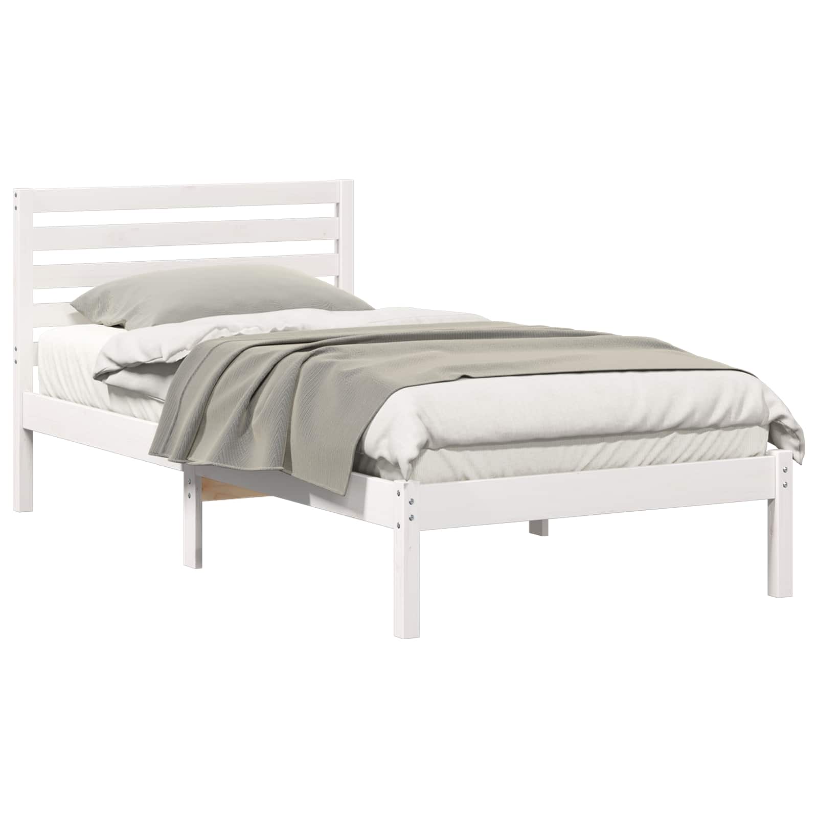 Estrutura da cama branco 75 x 190 cm madeira de pinheiro sólida