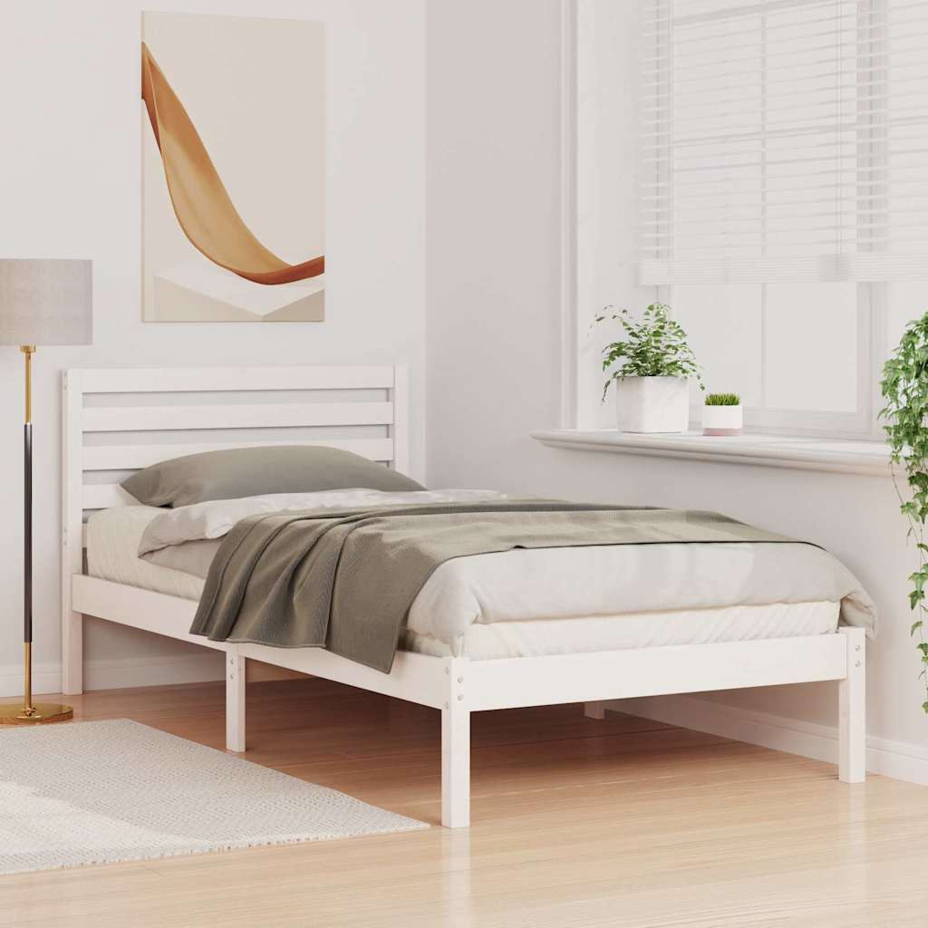 Estrutura da cama branco 75 x 190 cm madeira de pinheiro sólida