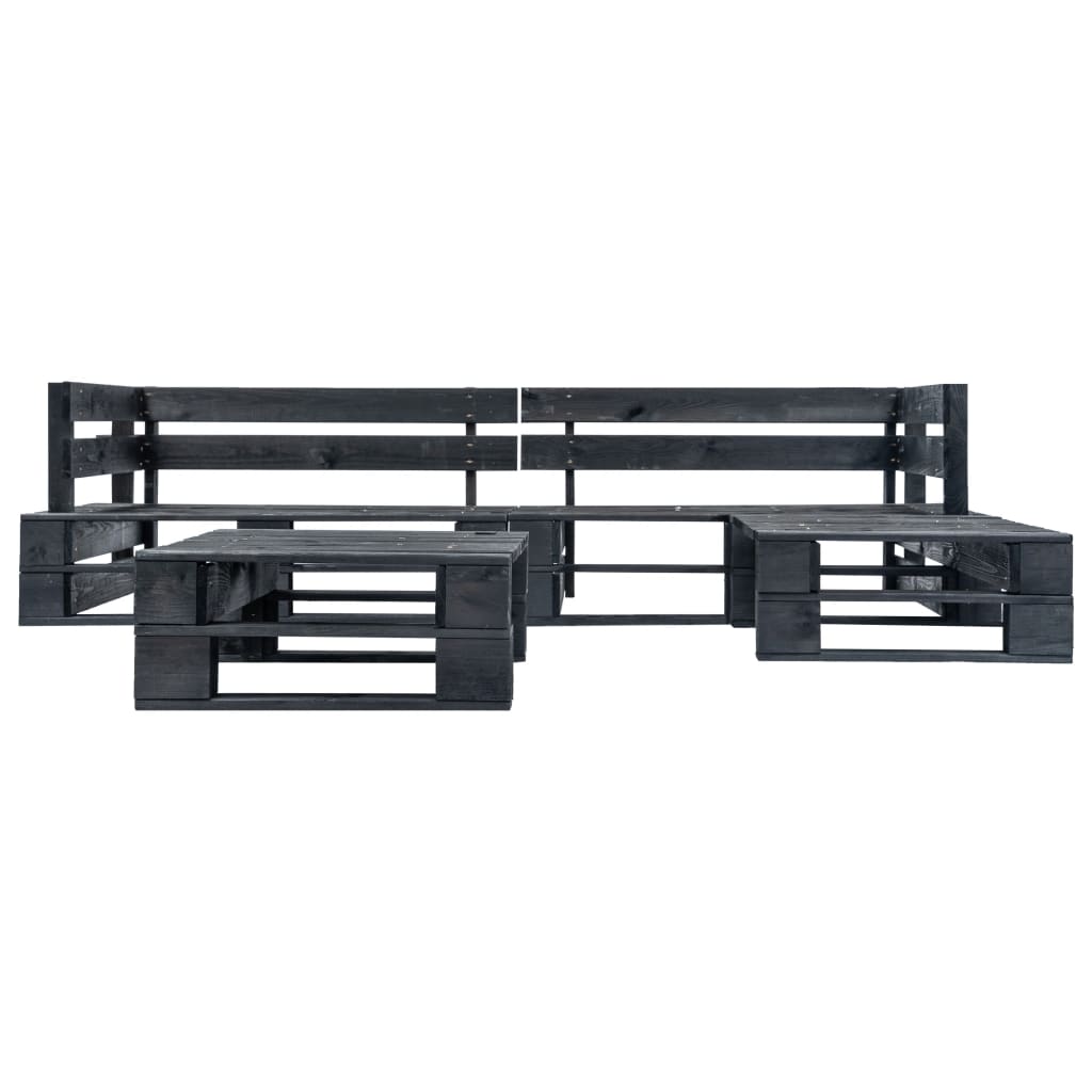 Sofás de paletes para jardim 4 pcs madeira preto
