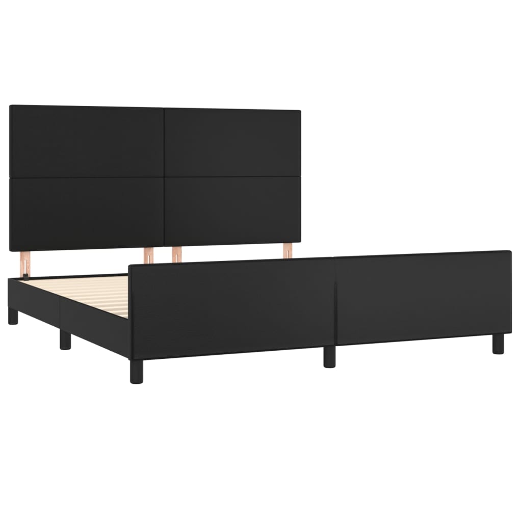 Estrutura de cama c/ cabeceira 180x200cm couro artificial preto