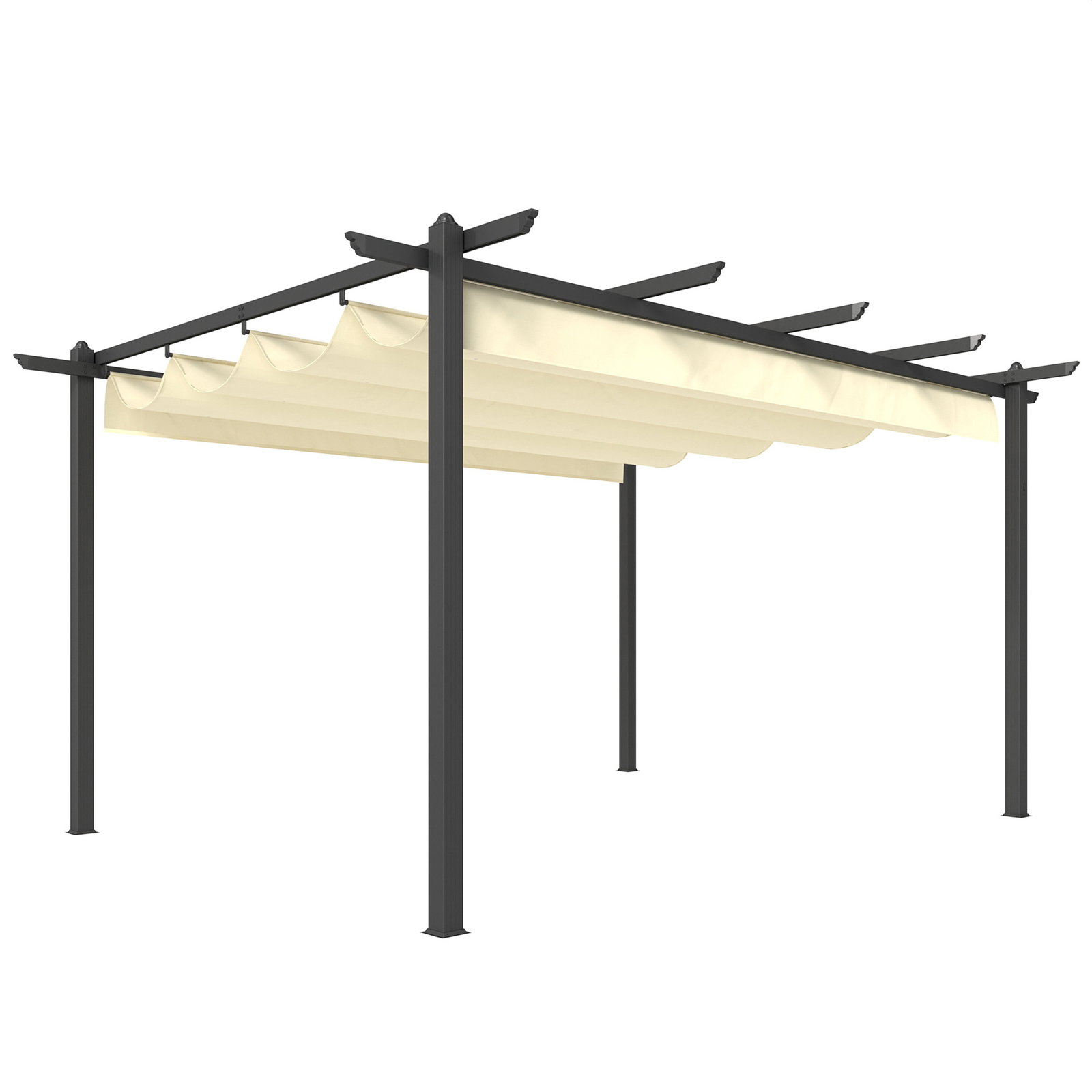 Pérgola de jardim 4x3 m com telhado retrátil estrutura de alumínio upf30+ orifícios de drenagem pérgola de exterior creme