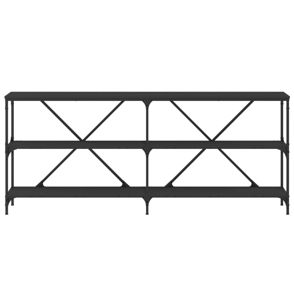 Mesa consola 180x30x75 cm derivados de madeira e ferro preto