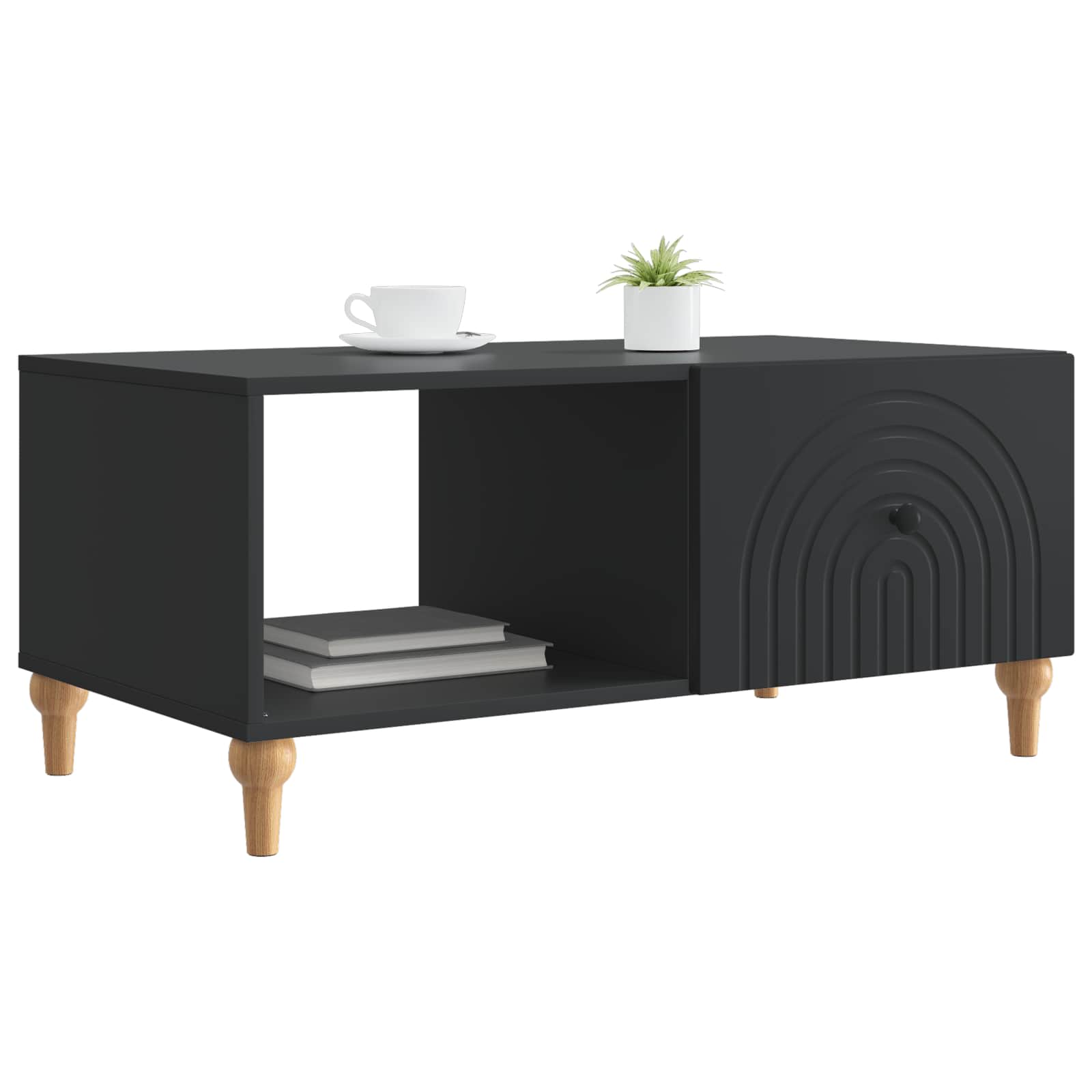 Mesa de centro preto 90 x 50 x 40 cm derivados de madeira