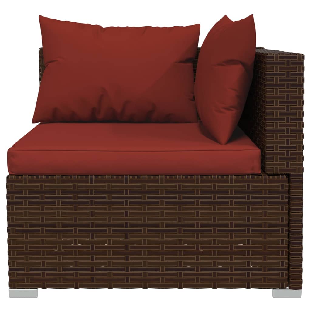10 Pcs conjunto lounge jardim c/ almofadões vime PE castanho