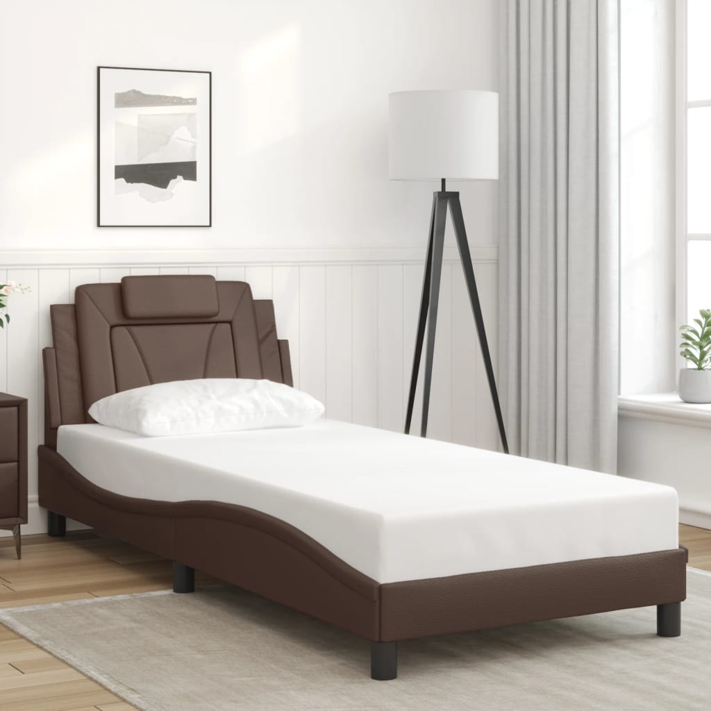 Estrutura de cama viana com LED sem colchão 80x200 cm castanho