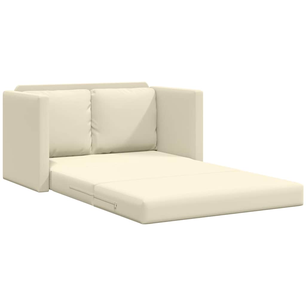 Sofá-cama sem pés 112x174x55 cm couro artificial cor creme