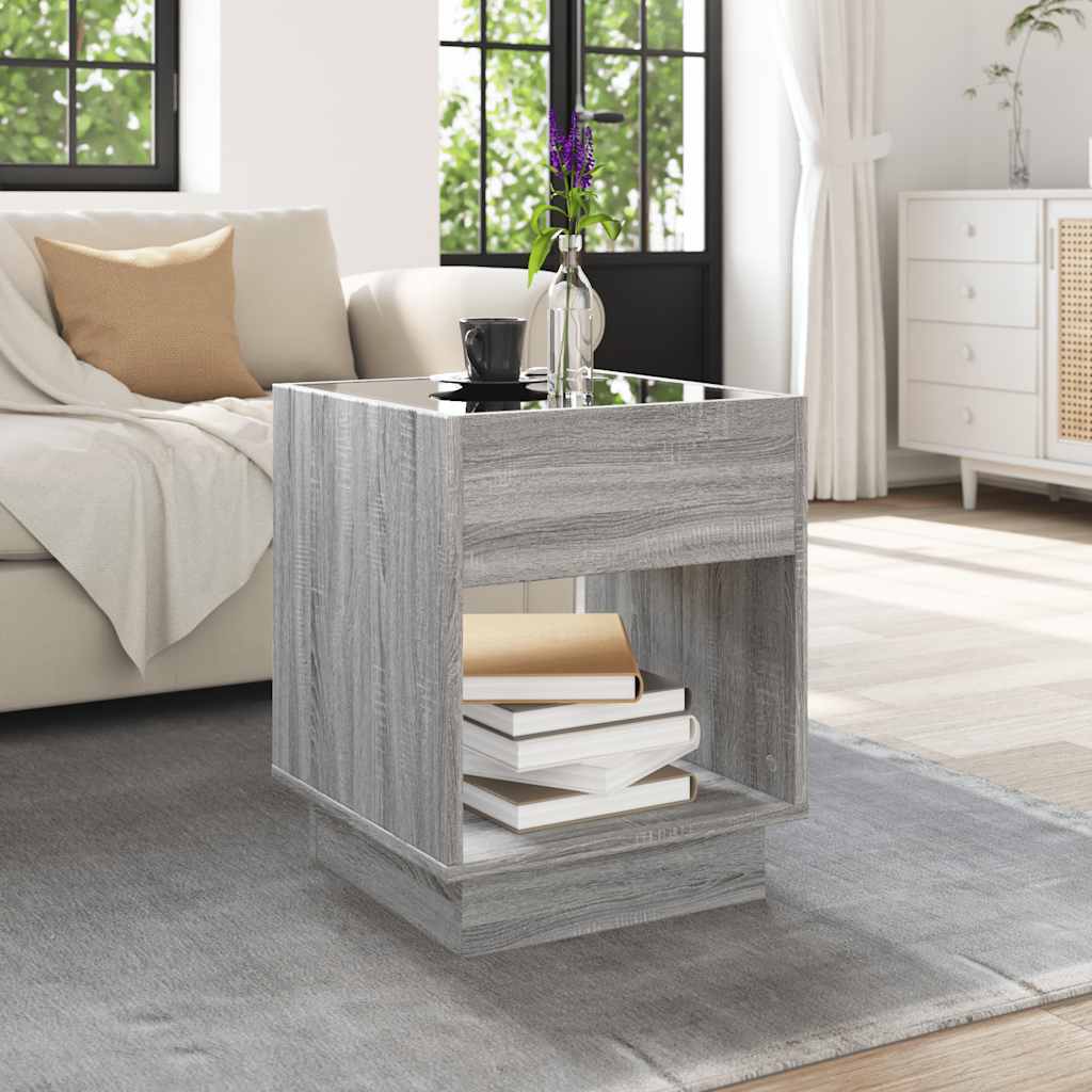 Mesa de centro luzes LED infinity 40x40x50 cm cinzento sonoma