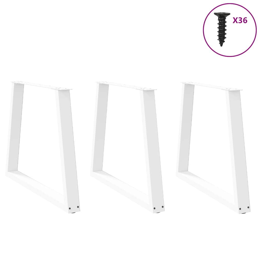 Pernas para mesa de jantar em v 3 peças, branco, 70x(72-73,3) cm, aço