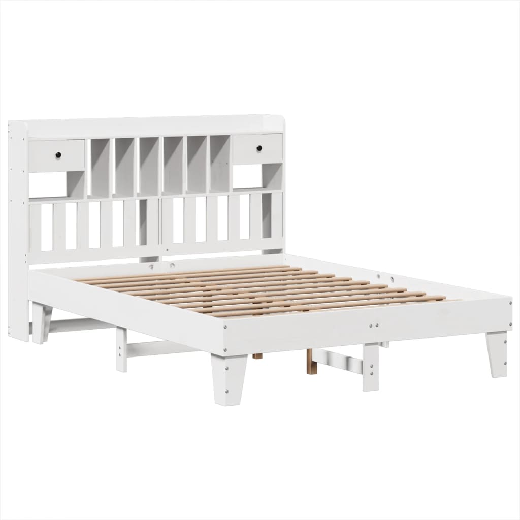 Cama sem colchão 150x200 cm madeira de pinho maciça branco