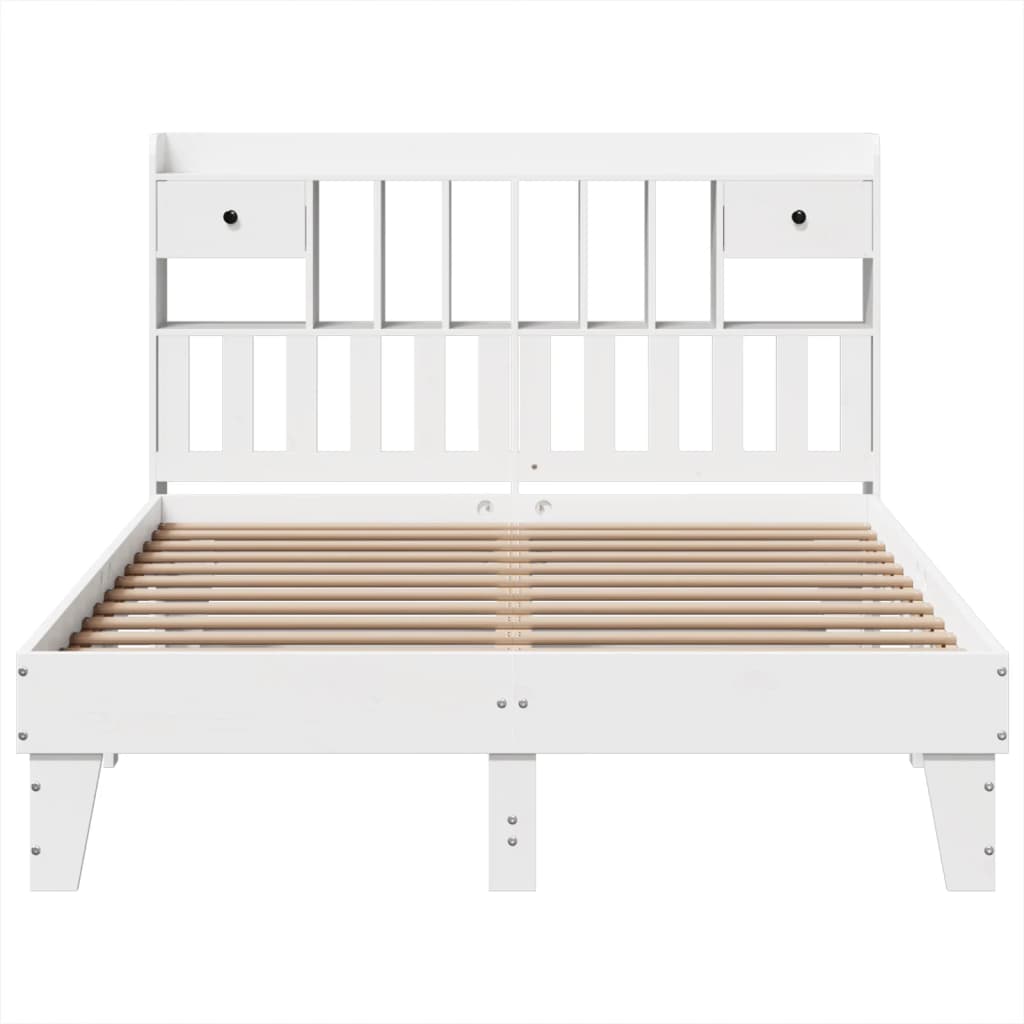 Cama sem colchão 150x200 cm madeira de pinho maciça branco