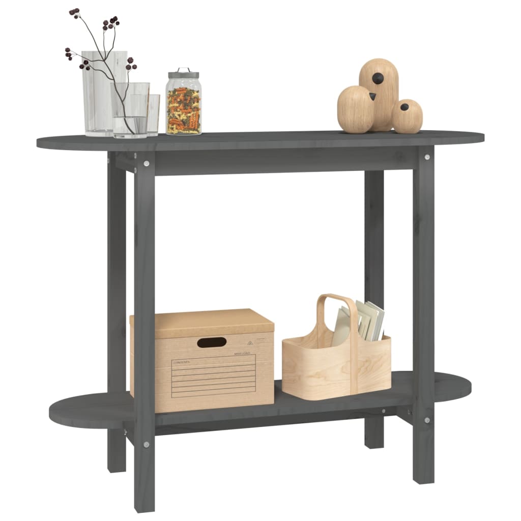 Mesa consola 110x40x80 cm madeira de pinho maciça cinzento