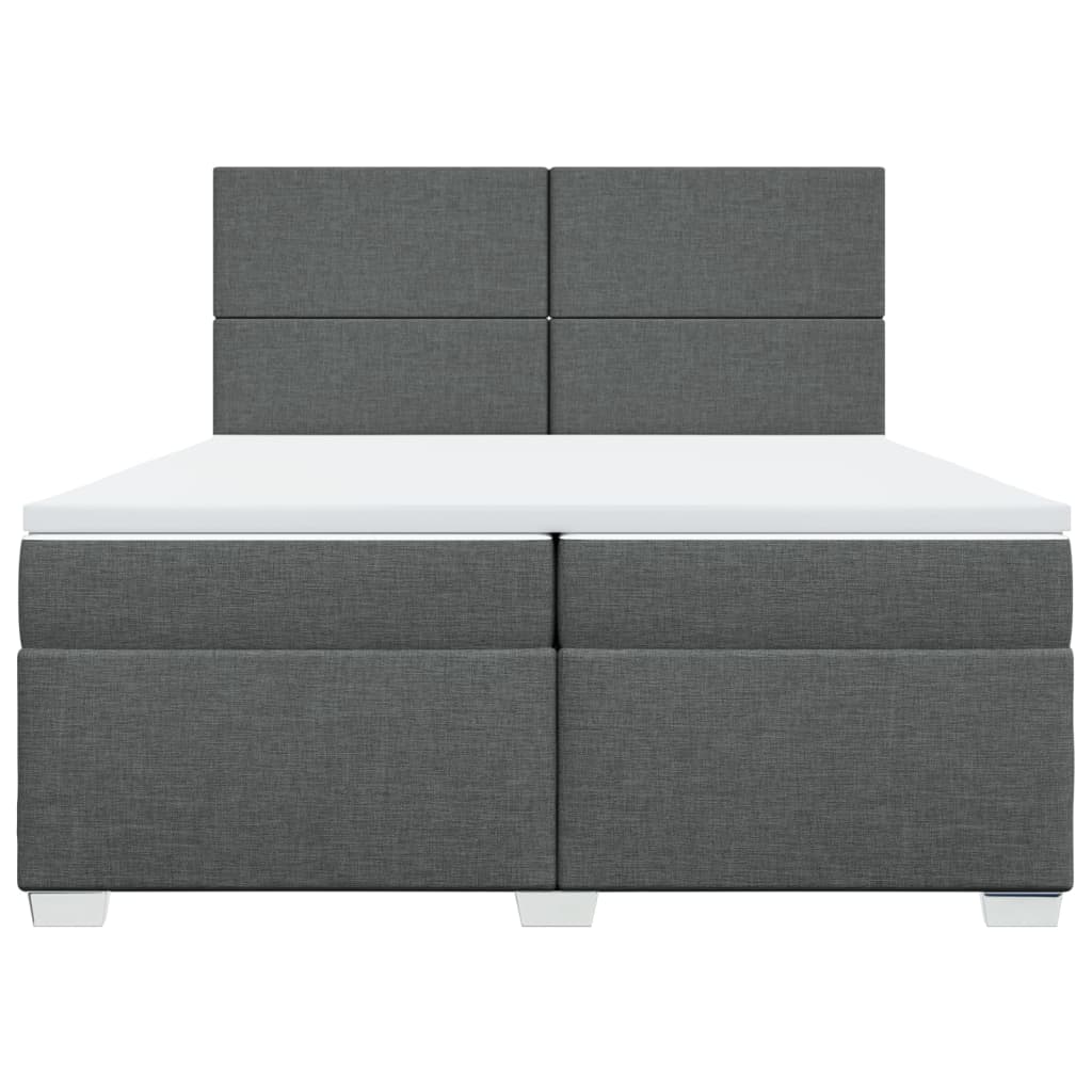 Cama com molas/colchão 200x200 cm tecido cinzento-escuro