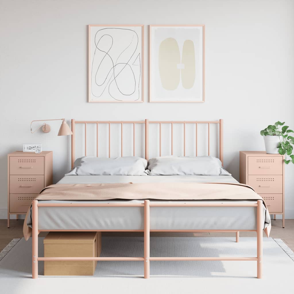 Mesas de cabeceira 2 pcs 36x39x68 cm aço rosa