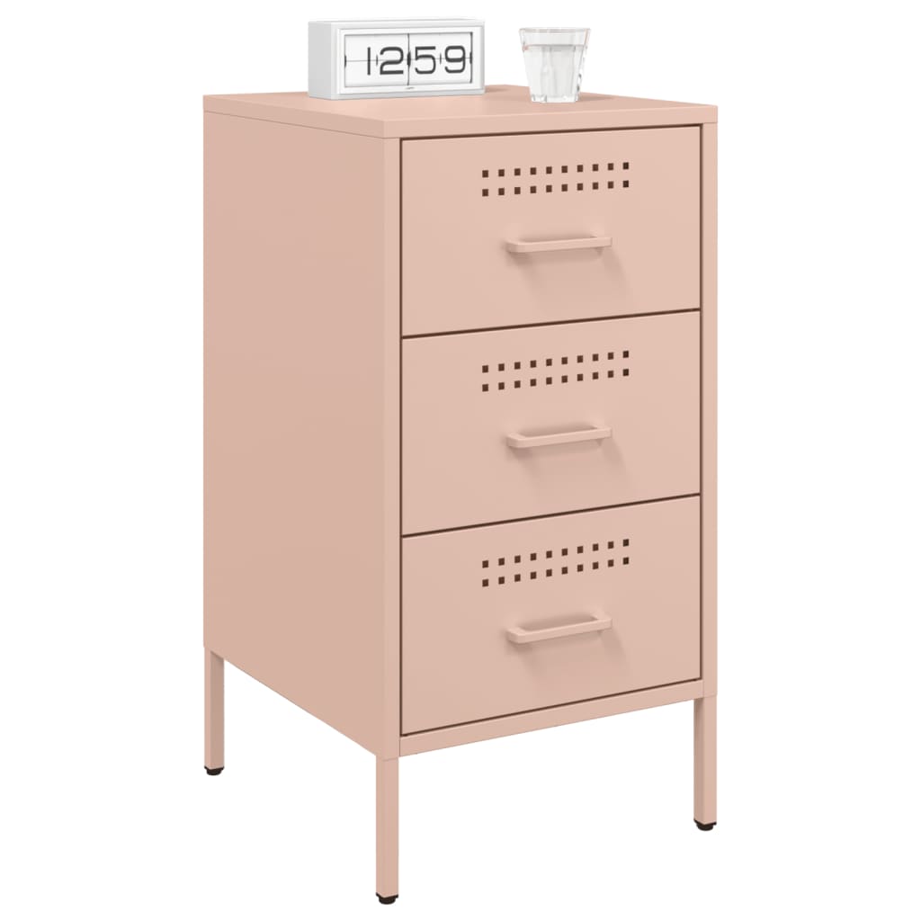 Mesas de cabeceira 2 pcs 36x39x68 cm aço rosa