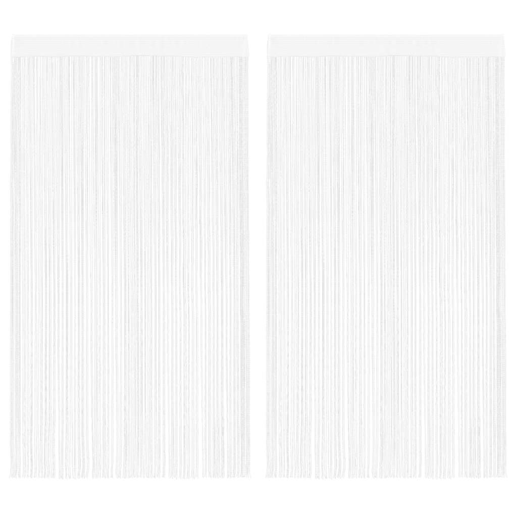 Cortinas de fios 2 pcs 100x250 cm branco