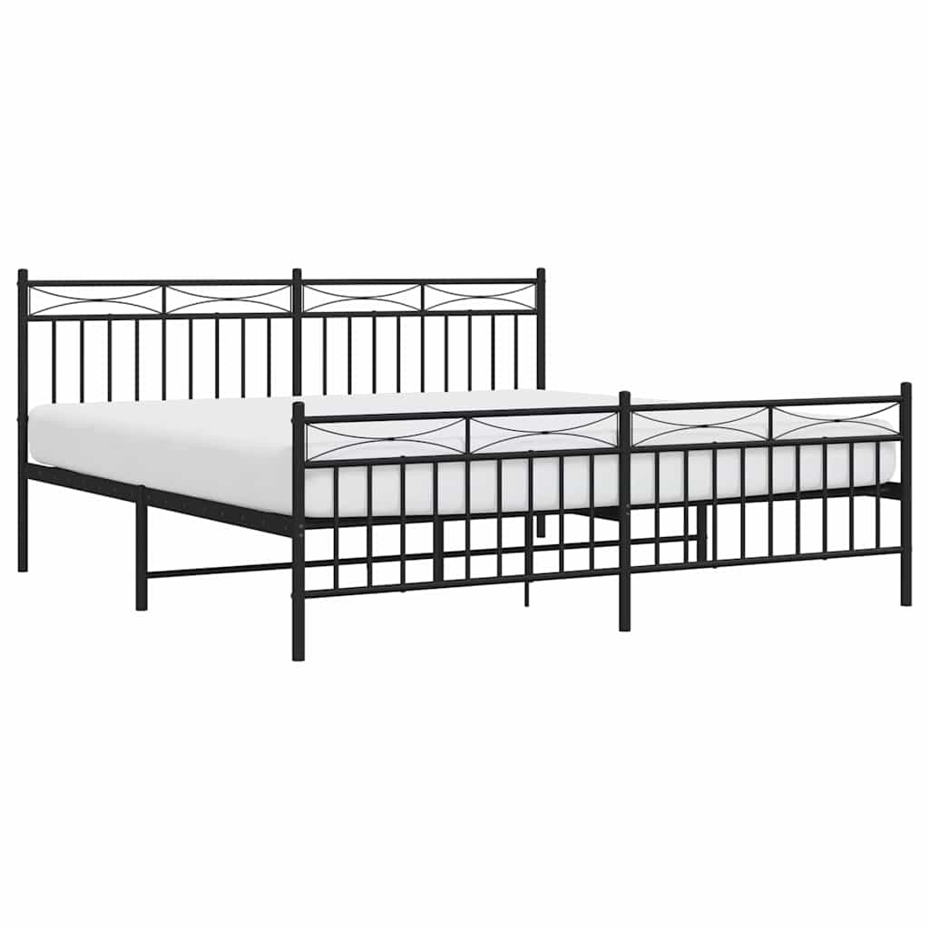 Estrutura de cama com cabeceira e pés 183x213 cm metal preto