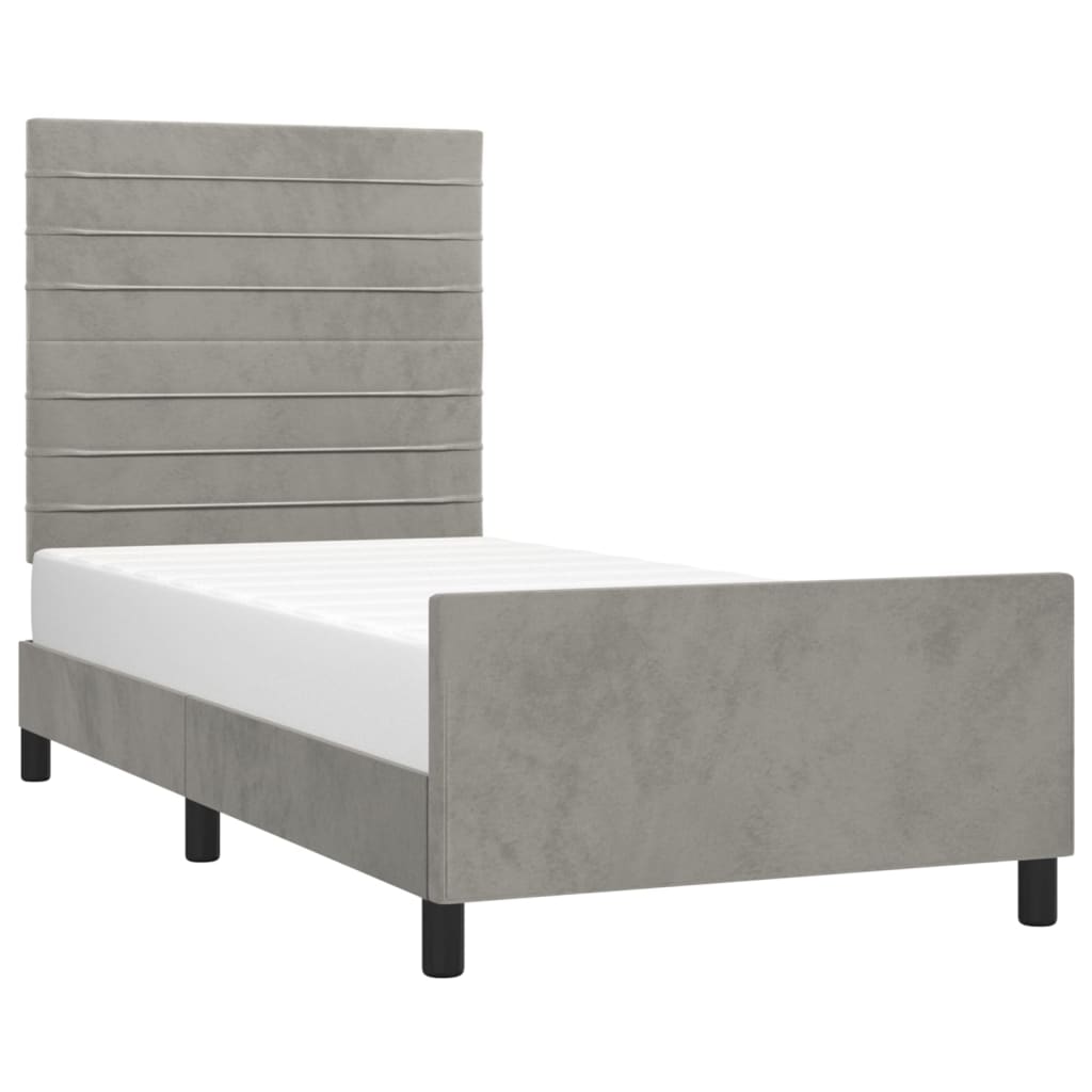 Estrutura de cama sem colchão 90x190 cm veludo cinzento-claro