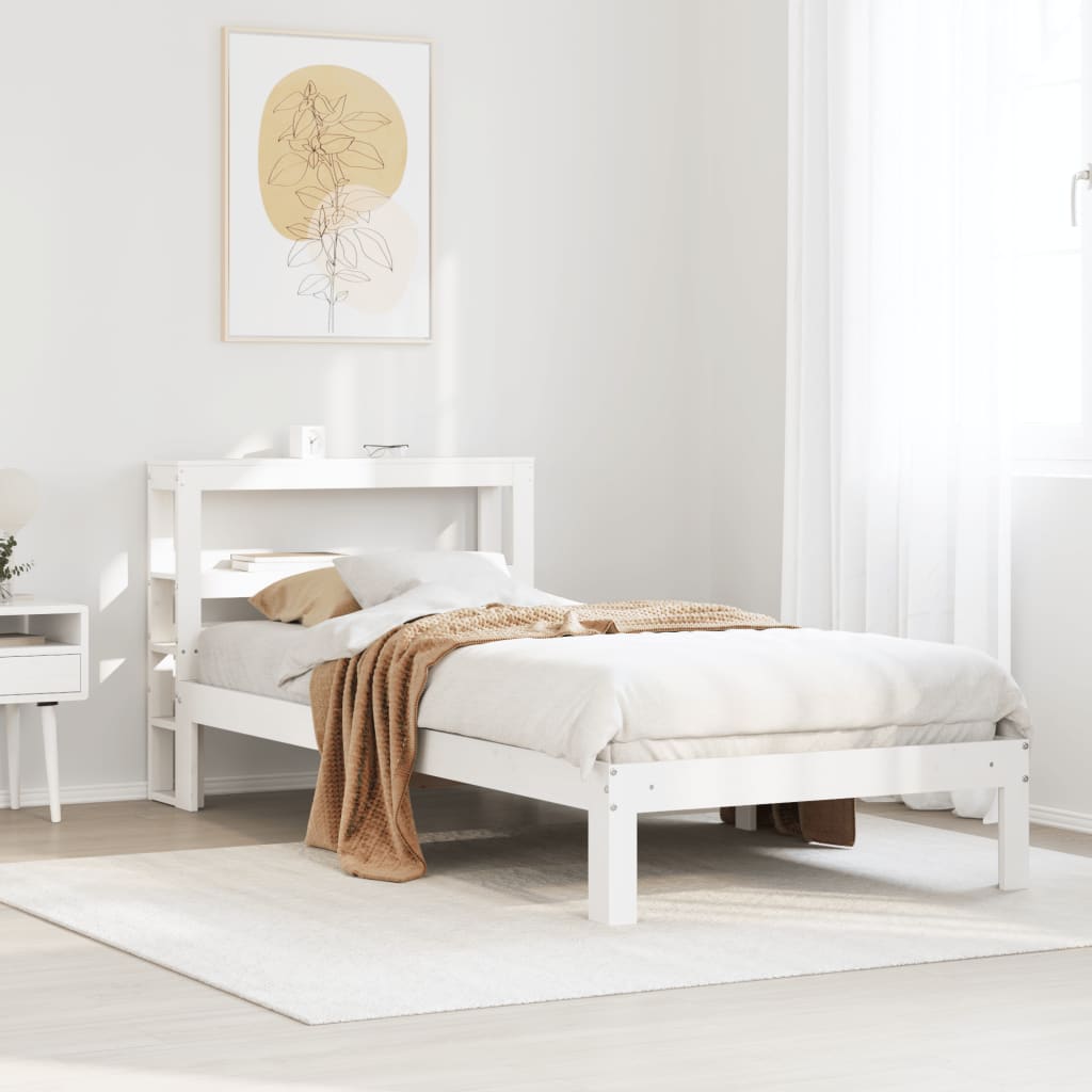 Estrutura cama c/ cabeceira 75x190 cm pinho maciço