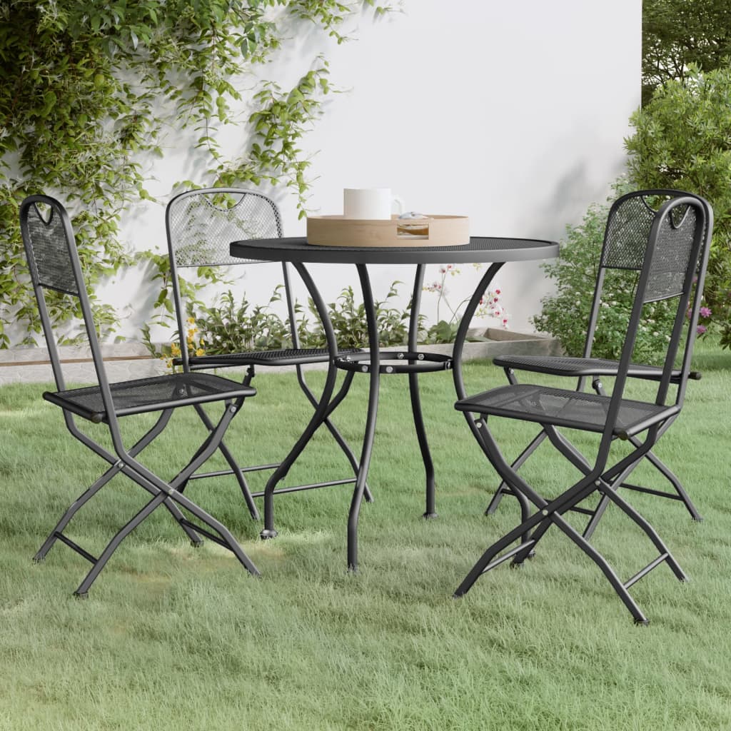 5 Pcs conj. de jantar p/ jardim malha metal expandido antracite