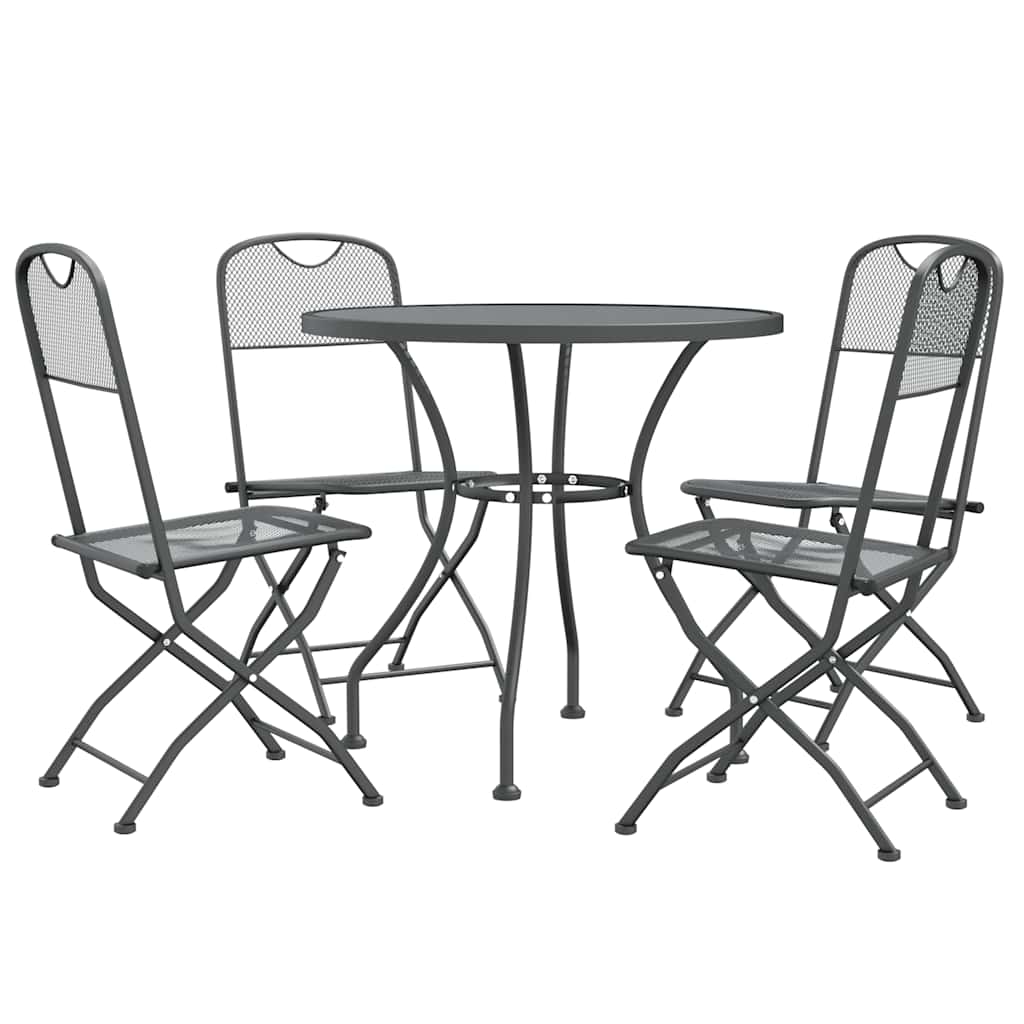 5 Pcs conj. de jantar p/ jardim malha metal expandido antracite