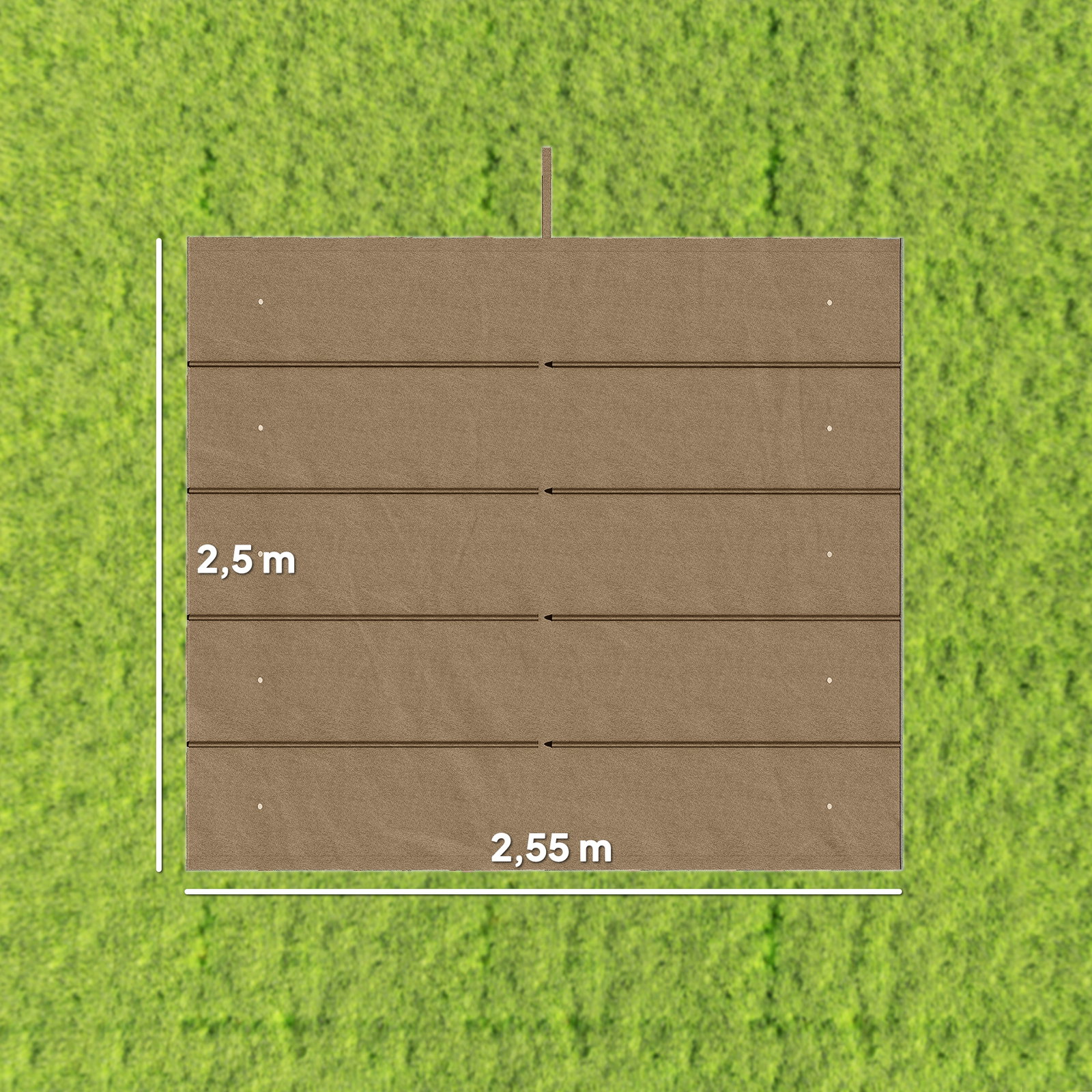 Cobertura para teto retrátil de 2,5x2,55 m para pérgola 3x3 tecido de substituição com 10 orifícios de drenagem castanho