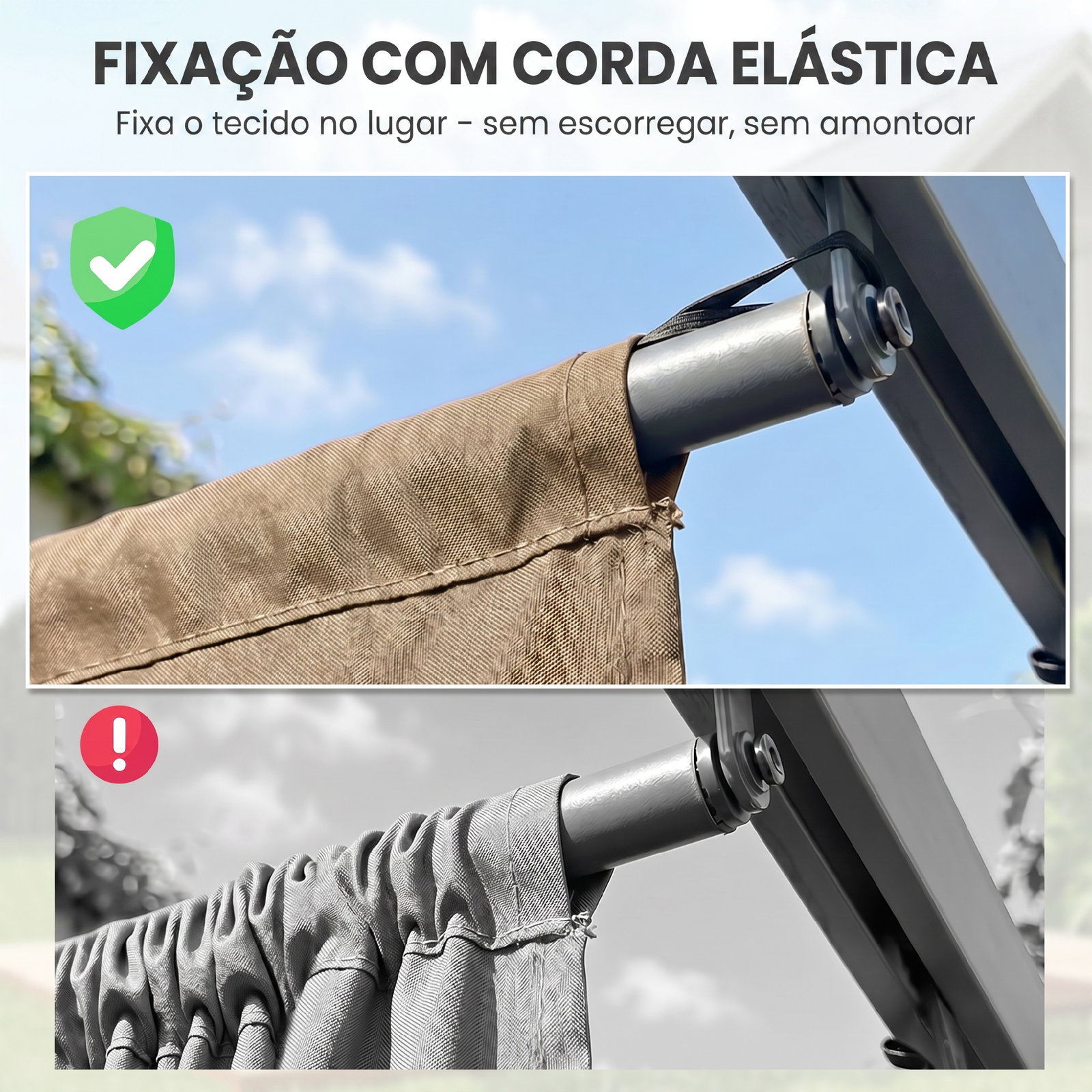 Cobertura para teto retrátil de 2,5x2,55 m para pérgola 3x3 tecido de substituição com 10 orifícios de drenagem castanho