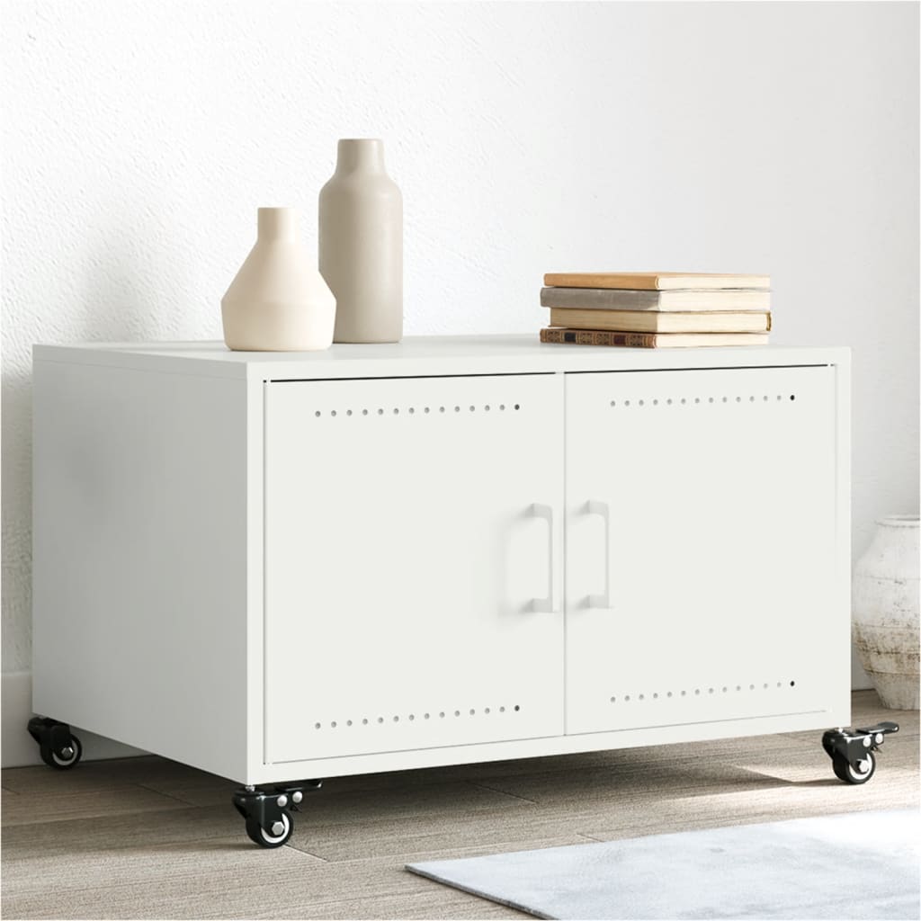 Mesa de centro 68x50x43,5 cm aço branco