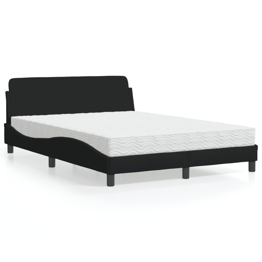 Cama com colchão dover 140x190 cm tecido preto