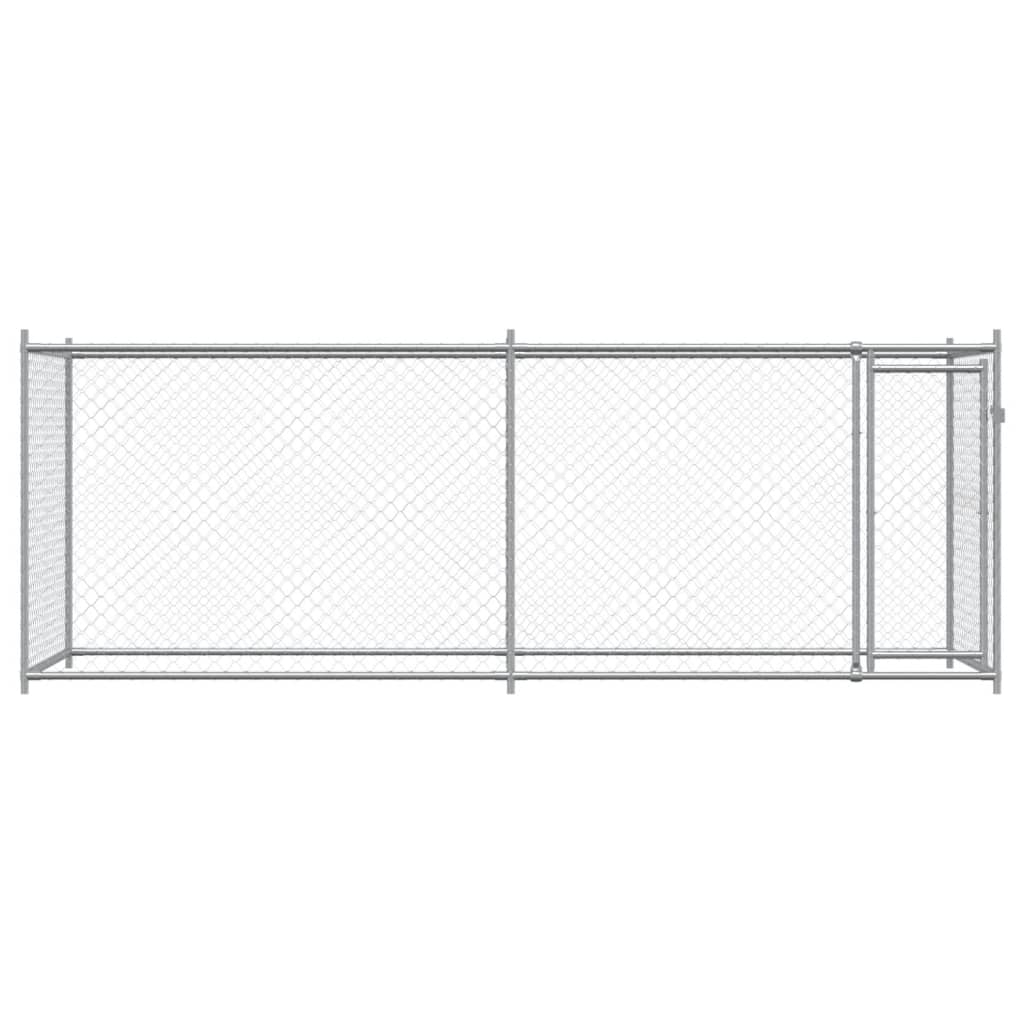 Jaula para cão com porta 4x2x1,5 m aço galvanizado cinzento