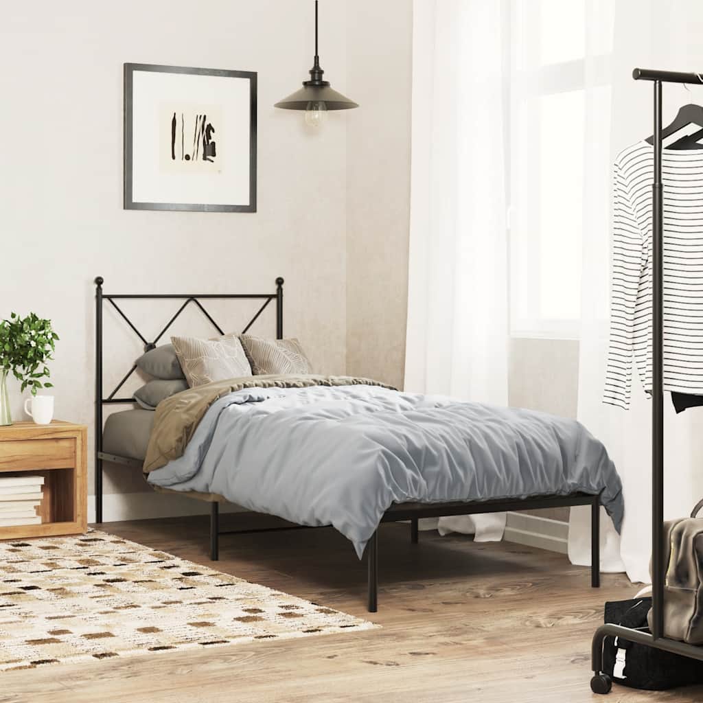 Estrutura de cama com cabeceira 80x200 cm metal preto