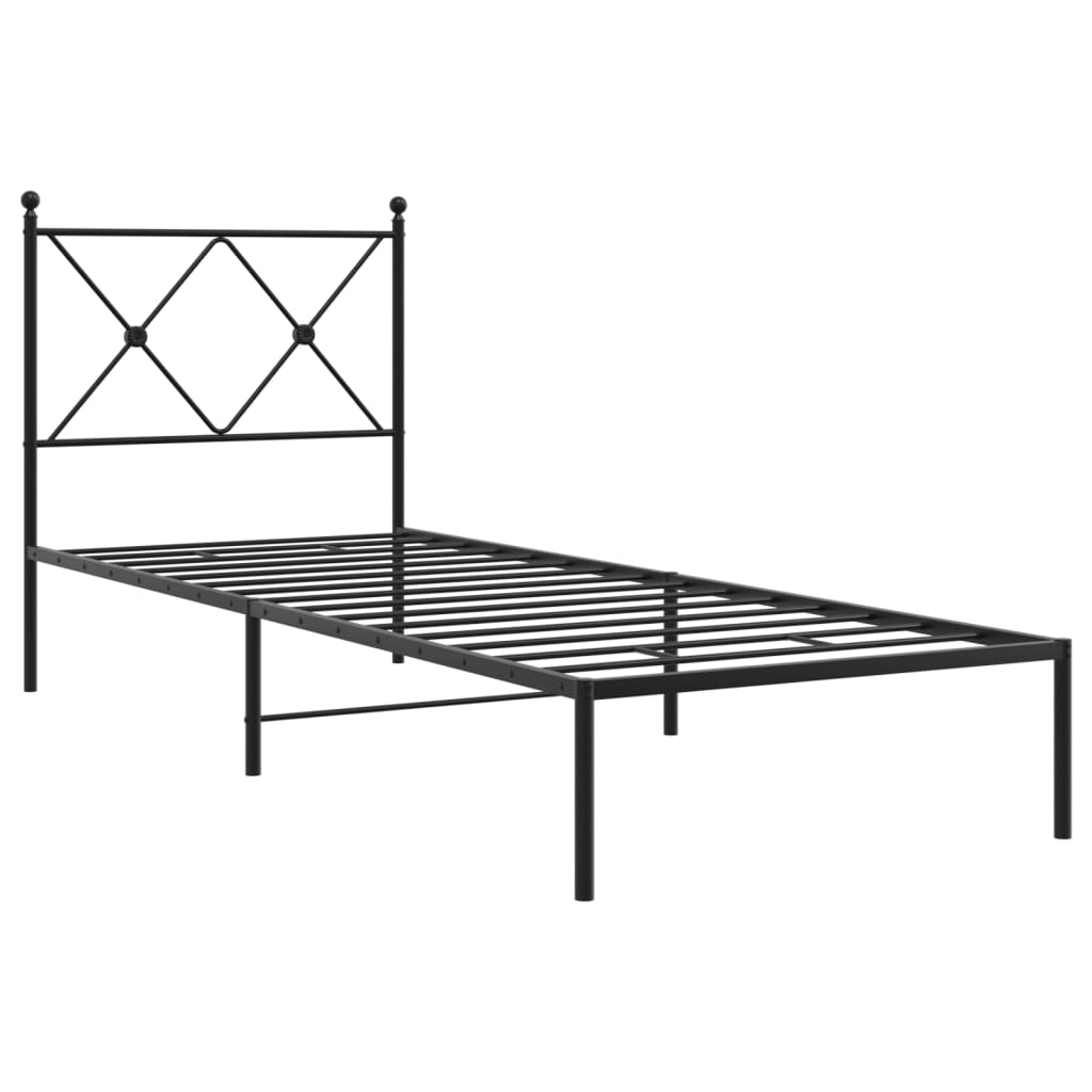 Estrutura de cama com cabeceira 80x200 cm metal preto