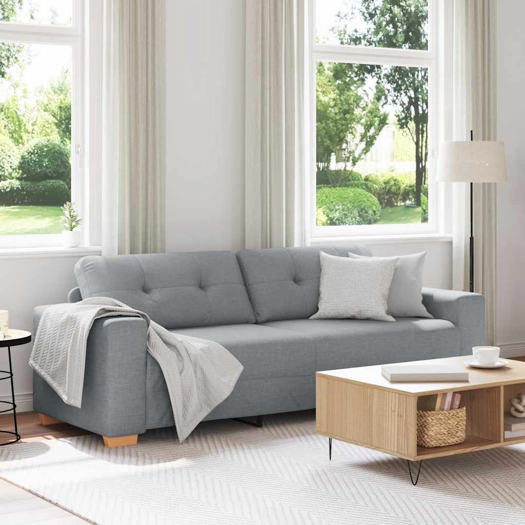 Sofá de 3 lugares cinza claro 220x78x80 cm em tecido
