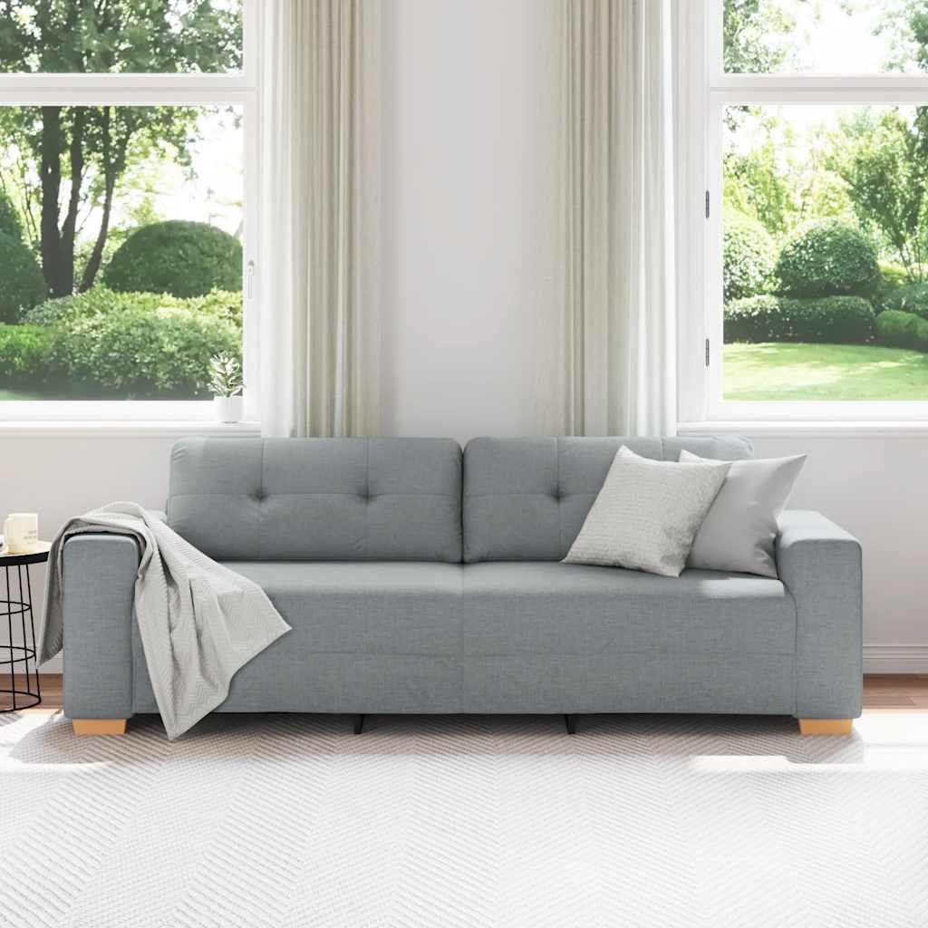 Sofá de 3 lugares cinza claro 220x78x80 cm em tecido