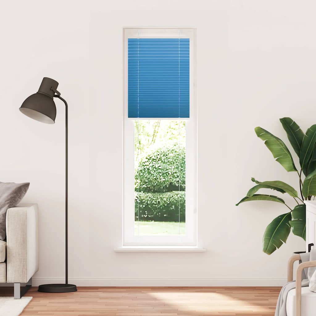 Plissado cego azul 55x200 cm largura tecido 54,4 cm poliéster