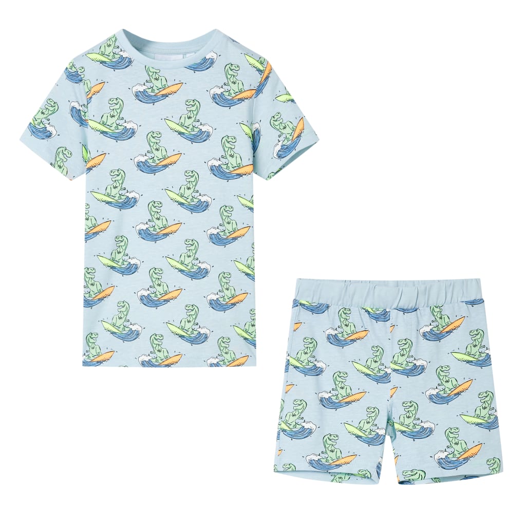 Pijama de manga curta para criança azul-claro 128