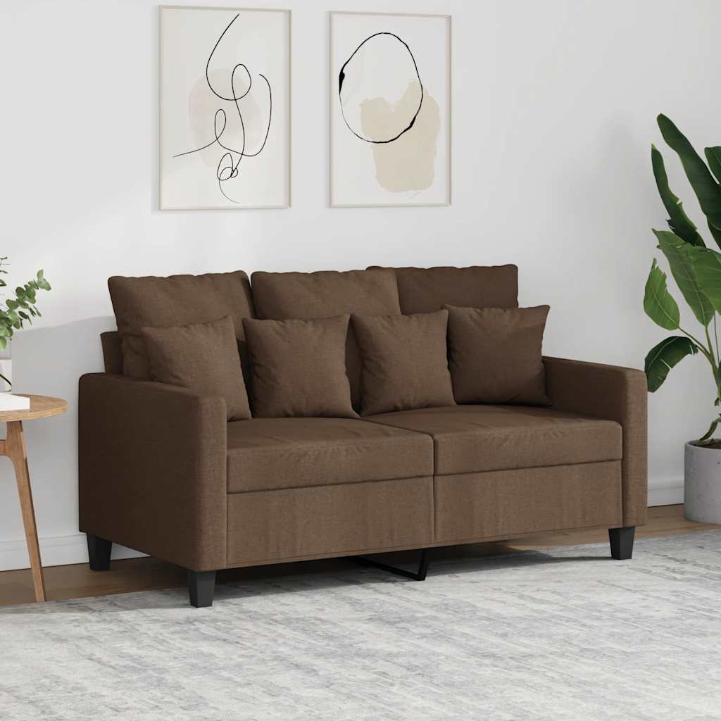 Sofá de 2 lugares tecido 120 cm castanho