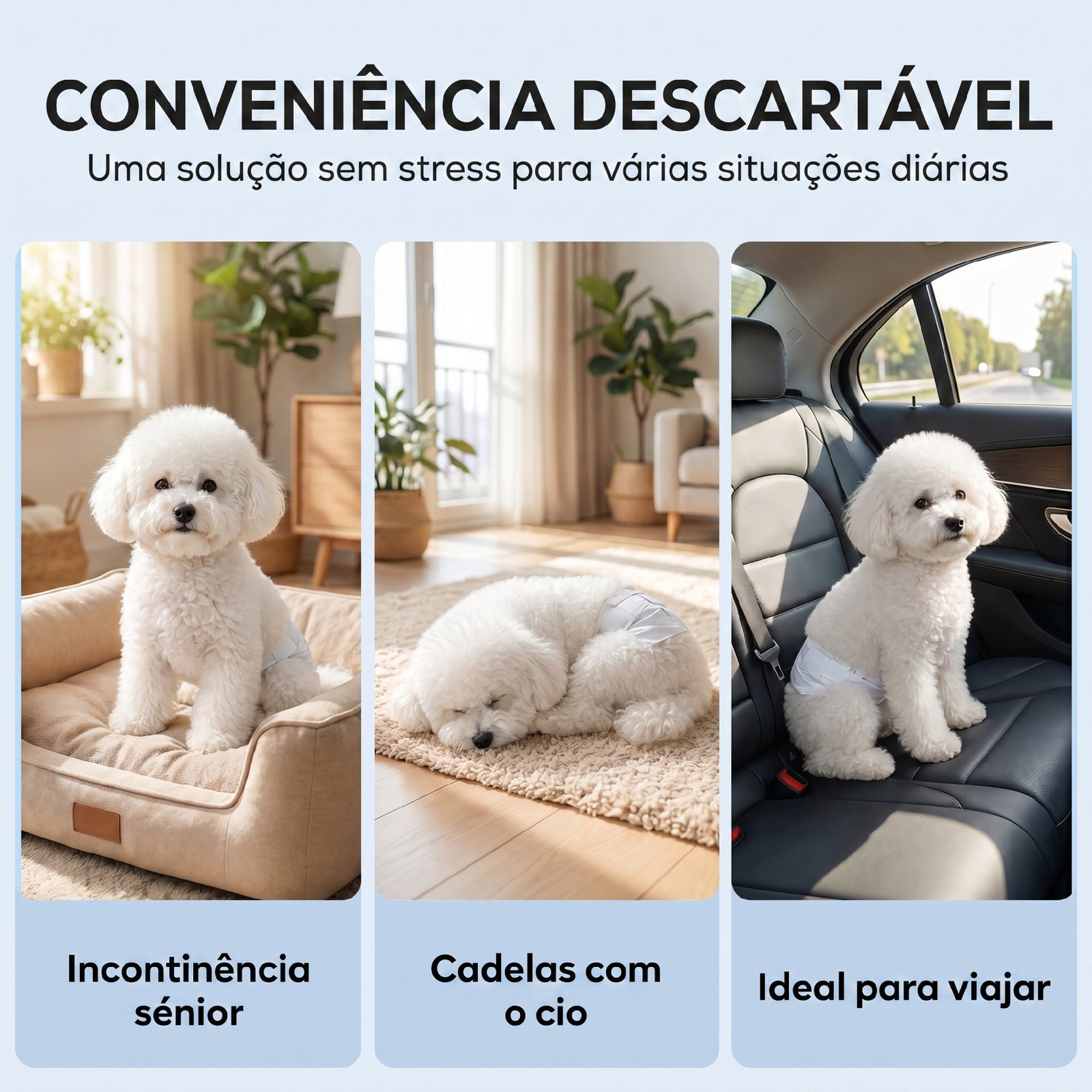 Fraldas descartáveis para cães machos 48 unidades super absorventes antifugas para cães tamanho m
