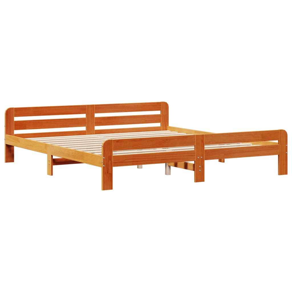 Cama sem colchão 200x200 cm pinho maciço castanho-mel