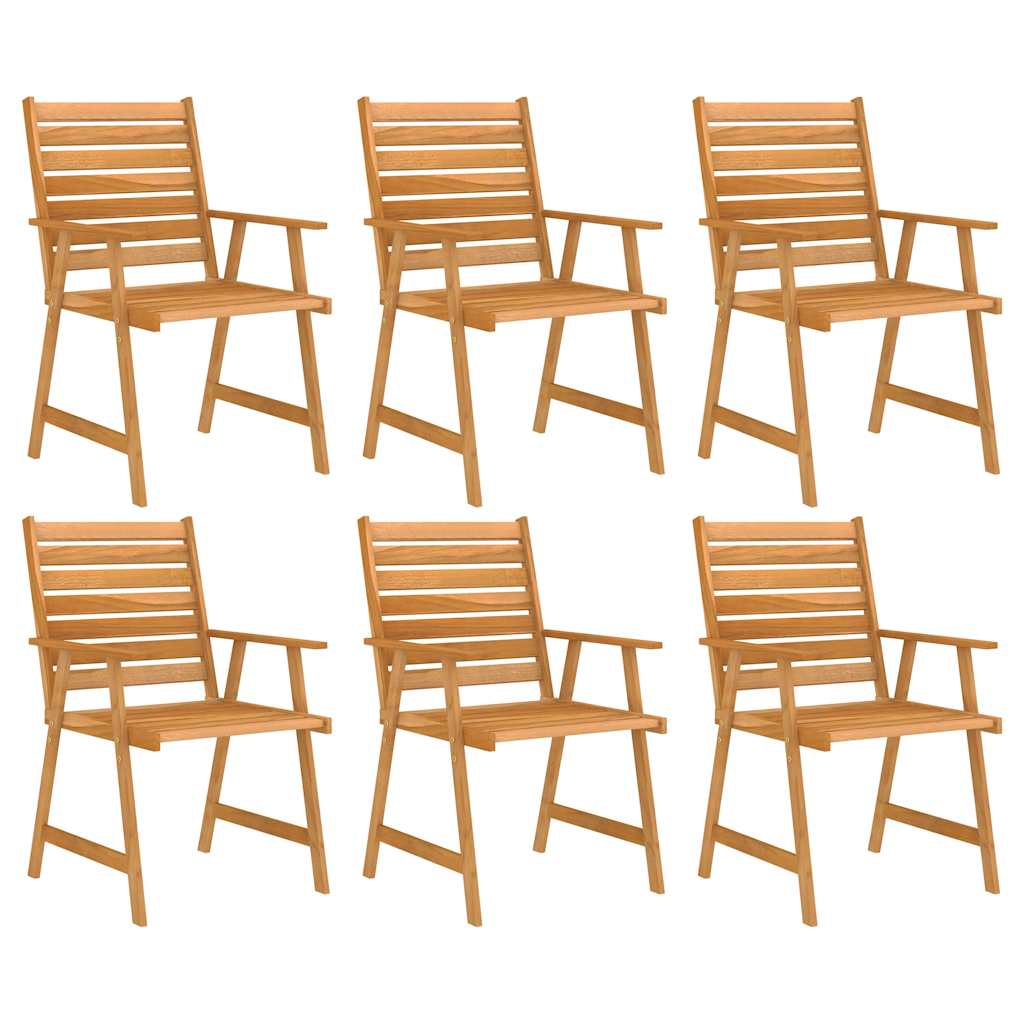 7 Pcs conjunto de jantar para jardim madeira de acácia maciça