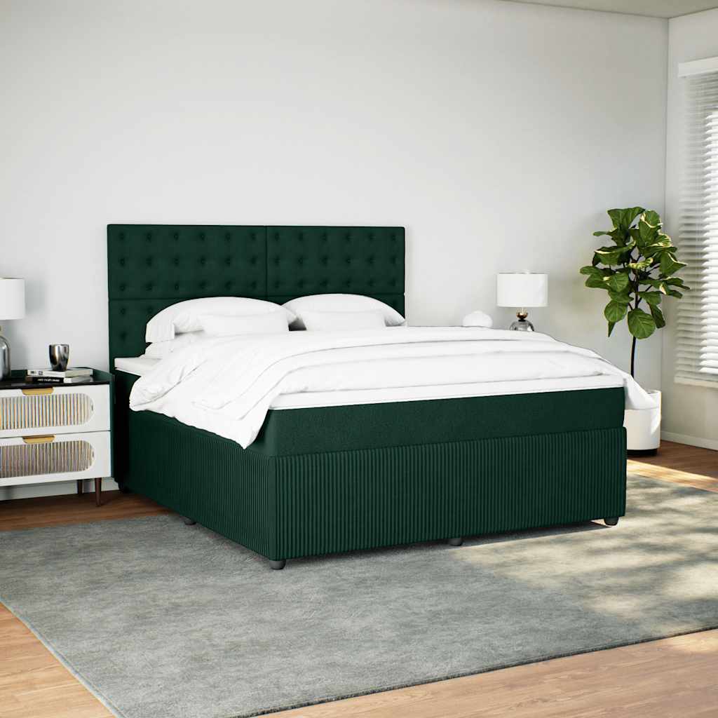 Cama com molas/colchão 180x200 cm veludo verde-escuro