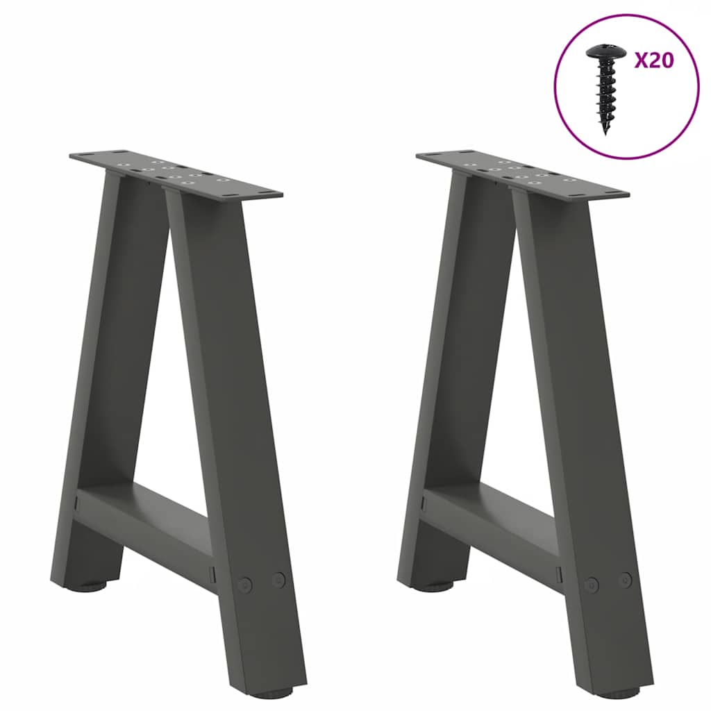 Pés para mesa de centro em formato a, 2 peças, antracite, 50x (42-43) cm, aço