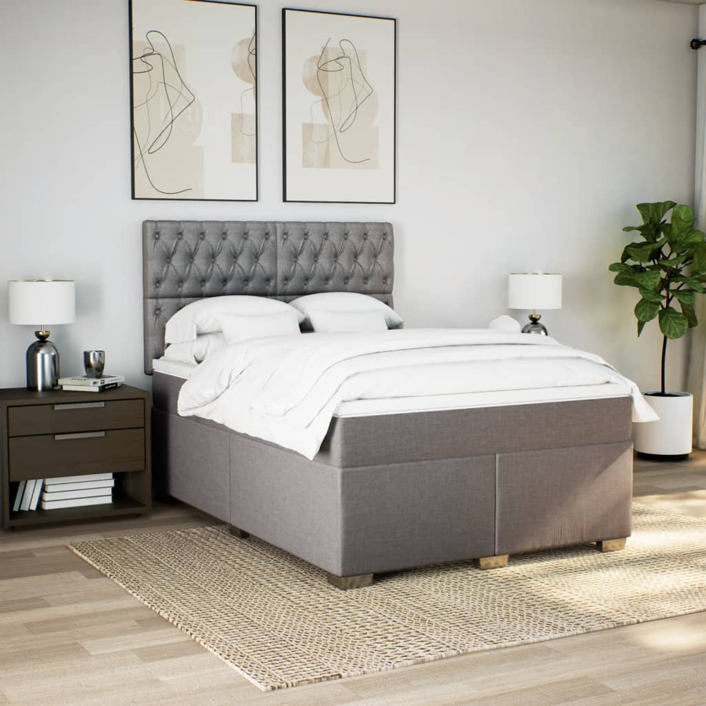 Cama com molas/colchão 140x190 cm tecido castanho-acinzentado