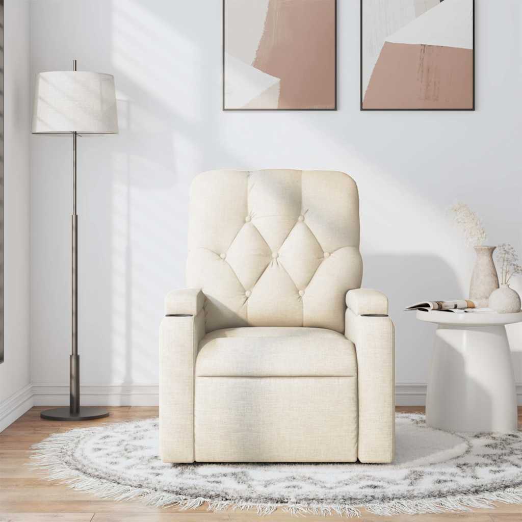 Poltrona de massagens reclinável tecido cor creme